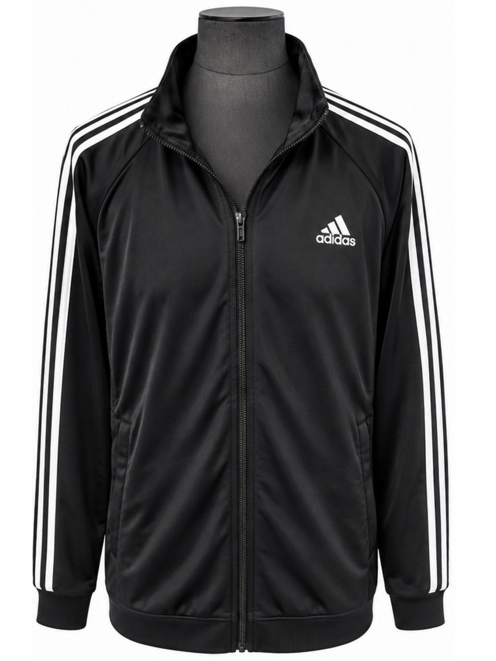 adidas Black Track Jacket with White Three-Stripes